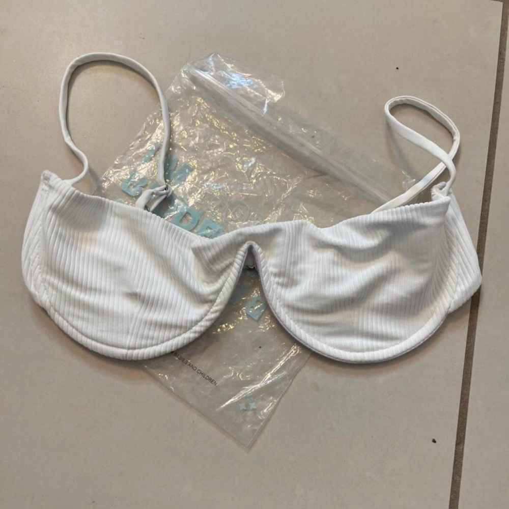 Frankie's Bikinis White Ribbed Bikini Top